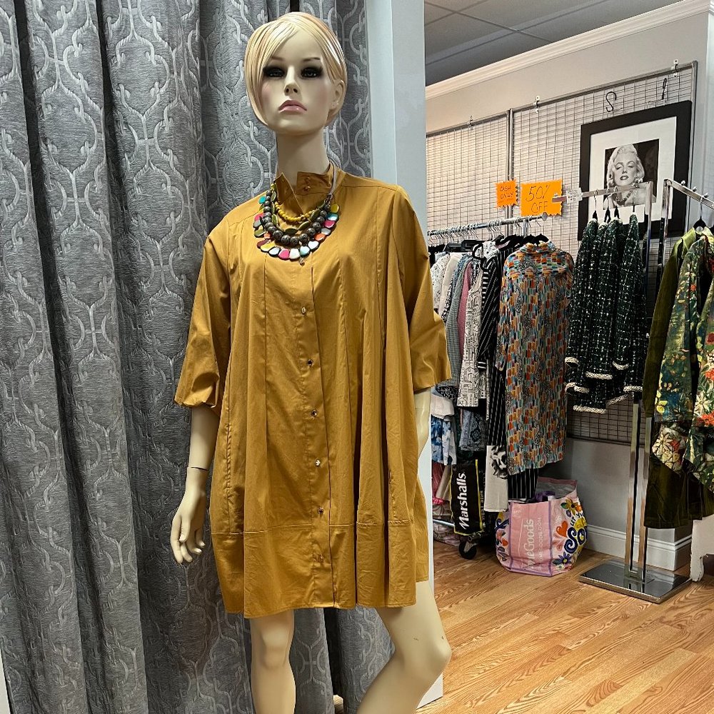 NWT Noen Mustard Button Down Dress